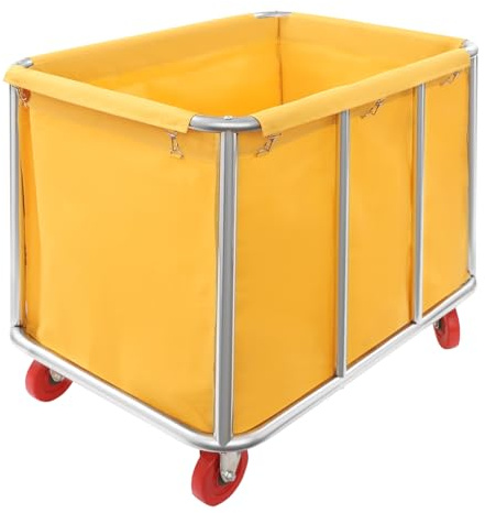 Carrello per la biancheria, grande, in acciaio inox, con borsa Oxford, 4 ruote scorrevoli, bordi lisci, alta capacità di carico 117 kg, per alberghi, ospedali, case di cura