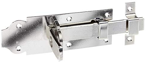 Alberts 116927 Schlossriegel | gerade, mit flachem Griff und befestigter Schlaufe | Edelstahl | Platte 140 x 52 mm