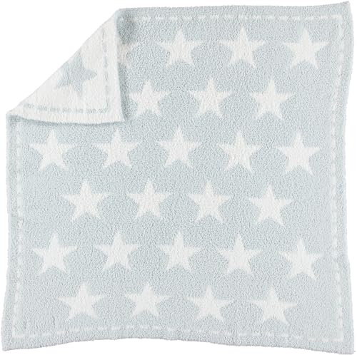 Barefoot Dreams® CozyChic® Dream Receiving Blanket, Aqua Ice-White Stars, 30x30