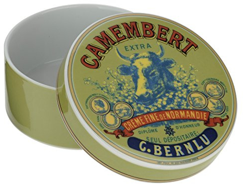 BIA Cow's Head Camembert Baker and Cover, Green/Blue and Red