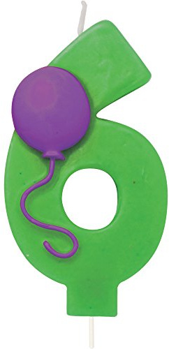 Creative Converting Numerical Balloon Candle, 3, Green
