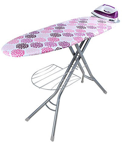 Orbegozo TP 3500 Tabla de Planchar Fabricada en Rejilla de Acero, Funda de Algodón, Soporte para Centros de Planchado y Bandeja Porta Ropas, 122 x 38 cm, Multicolor