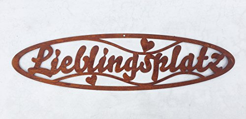 Schild Lieblingsplatz in Edelrost 10cm x 50cm