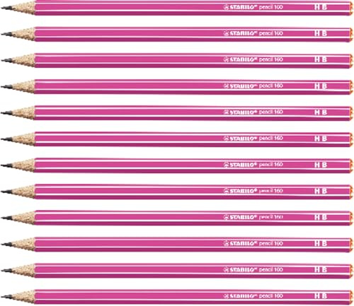 STABILO - Bleistift - pencil 160 in pink - 12er Pack - Härtegrad HB | 12 Stück – Rosa – HB