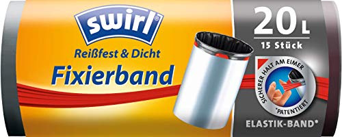 Swirl Fixierband-Müllbeutel, 20 Liter, 1 Rolle mit 15 Beuteln, Anthrazit