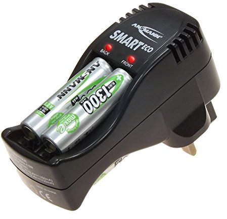 ANSMANN Smart Eco Charger Set | For charging AA & AAA rechargeable batteries | with 4 x AA NiMH 1300 mAh capacity batteries, ideal for phone handsets, games consoles | great value overnight charger
