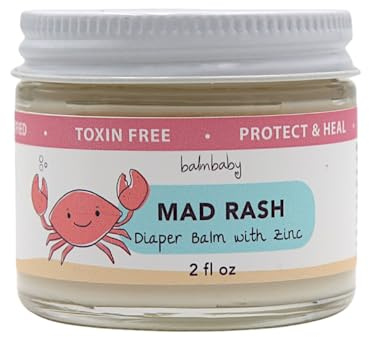 Mad Rash Diaper Balm with Zinc by Balm Baby – Natural Diaper Rash Cream & Multipurpose Baby Skin Ointment with Calendula, Vegan - Soothing, Healing, Moisturizing – Newborn Cradle Cap