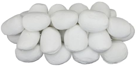 The Stove Wizard Gas Fire Replacement Pebbles Coals 15 White Ceramic Pebbles for Gas, LPG, Bio Ethanol and Electric Fires. Approximate size, 60mm x 40mm x 40mm
