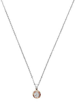 Amor Kette mit Anhänger 925 Sterling Silber Damen Halsschmuck, mit Zirkonia synth., 45 cm, Bicolor, Kommt in Schmuck Geschenk Box, 2022315