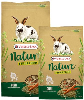 Versele-Laga Nature Fibrefood Cuni | 1 kg | Alimento Completo para Conejos sensibles | Mezcla variada Llena de Diferentes Hierbas y Verduras | Sin Cereales