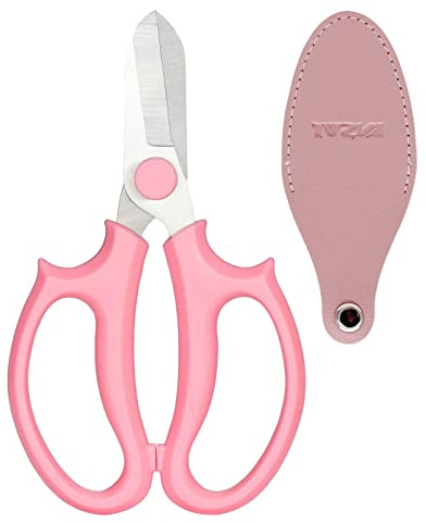 Garden Pruning Shears Scissors with Comfort Grip Handle, Premium Steel Professional Floral Scissors, Perfect for Arranging Flowers, Pruning, Trimming Plants, Gardening Tool (Pink)