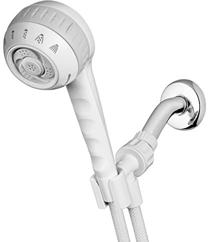 Waterpik Original Massage Duschkopf Handbrause mit 5 Fuß Schlauch, inklusive Massagesprays und 6 Modi, DIY Einfache Installation, 1,8 GPM, Weiß, SM-651E