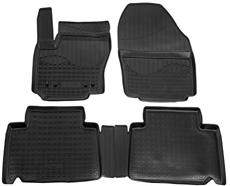 Norm Liners 3D Gummimatten passend für Ford S-Max 2006-2015 4tlg, Allwetter TPE Fußmatten mit hohem Rand Passform rutschfest Geruchsneutral Schwarz