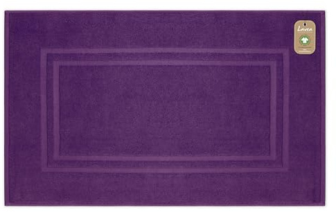Lavea® Badematte 50x80 cm – Lila | Badezimmerteppich 100% Baumwolle, 800 g/m², saugstark, Badteppich, Badvorleger für Badezimmer – Frottierserie Bali
