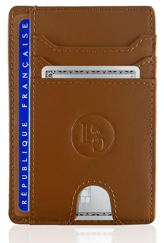 Kartenetui Herren aus echtem Leder – RFID Blocker – Kompaktes Kreditkartenetui – Schlankes Portemonnaie für Karten, Ausweise und Geldscheine