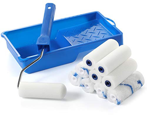 Paint Roller -Small Paint Tray Set with High-Density Foam Mini Roller Refills, Roller Frame, Paint Tray, 4 Microfiber Roller Covers, House Painting Roller Brush(12-Pack)
