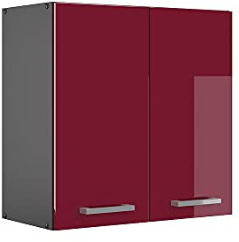 Vicco Hängeschrank R-Line, Rot Hochglanz, 60 cm | 2 Türen · 1 Einlegeboden · Tiefe – 31 cm · ✓ Frei kombinierbar · ✓ Praktischer Stauraum