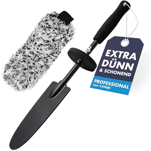 LICARGO Mikrofaser Felgenbürste extra dünn - erreicht Enge Speichen & tiefes Felgenbett - Langer Griff, Stabiler Kern - Abnehmbarer Bürstenbezug, waschbar - schonend - Felgenbürste Auto & Motorrad