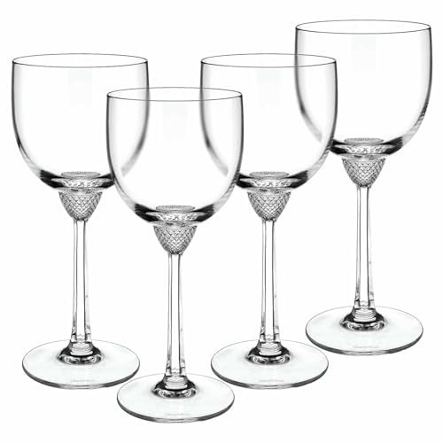 Villeroy & Boch Signature Octavie - Set di 4 calici da vino rosso, 280 ml, in cristallo nostalgico, decorazione sotto la cupola, 196 mm, trasparenti, lavabili in lavastoviglie