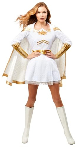 Rubies Starlight Deluxe kostym för kvinnor, Digitalt tryckt klänning, kappa och bälte, officiella The Boys för karneval, Halloween, jul och fester