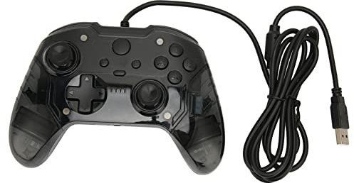 KOSDFOGE Controller di Gioco Cablato Dual Vibration RGB Trasparente Shell Gamepad Joystick per PC Xbox(Nero)