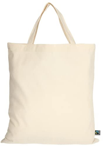 TEXXILLA 10er | 100er | 250er Pack Fairtrade Baumwolltasche - 14 Farben | mit Zwei kurzen Henkeln | 38x42cm | Jutebeutel | Einkaufstasche | unbedruckt, Farbe:Natur, Menge:50