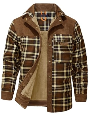 Mr.Stream Herr Flanellskjorta fleecefoder vinterjacka skogshuggarskjorta arbetsskjorta Jacket 3251 Brown L