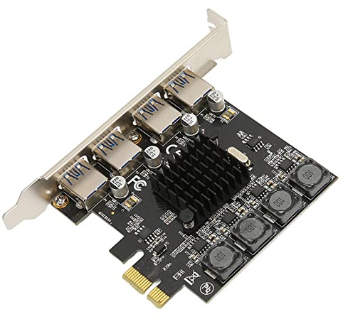Mrisata Carte D'extension USB Pci Express Pcie vers USB, 4 Ports USB 3.0, 5gbps, Haute Vitesse, Auto-alimenté, Contrôleur Hub Usb3.0 pour Win pour
