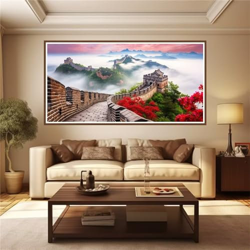 90x180cm Groß Diamond Painting Die grosse Mauer Diamant Painting Bilder Farbe 5D Diamond Painting Erwachsene Full Diamant Malerei Stickerei Set Kreuzstich Home Wand Dekor und Geschenke Weihnachtsdeko