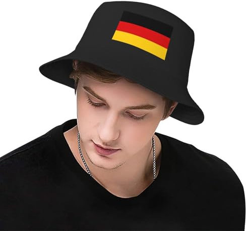 GELATU Fischermützen und Fischerhüte für Herren, Deutschland-Flagge, Sonnenhüte und Angelhüte, leicht, atmungsaktiv, Angeln, Safari, Schwarz, Schwarz, Einheitsgr��e