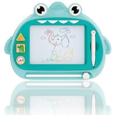 COLGE Zaubertafel Maltafel Magnettafel Zeichentafel Malbrett mit 3 Stempel für Kinder ab 2 3 4 5 Jahre Pädagogische Geschenk Kinderspielzeug Mädchen Jungen Reisegröße Hai-Design (Blau)