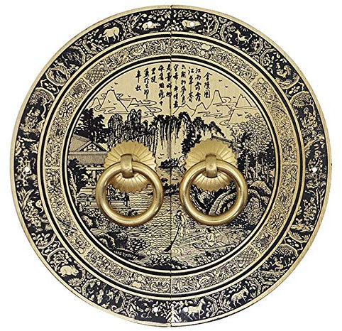 Chinesische Türklopfer,Chinesischer Messinggriff,Türklopfer Antike Möbelgriffe/Griffknöpfe,Messing,Klassische chinesische Schrankfrontplatte,Rückplatte,Home Decor