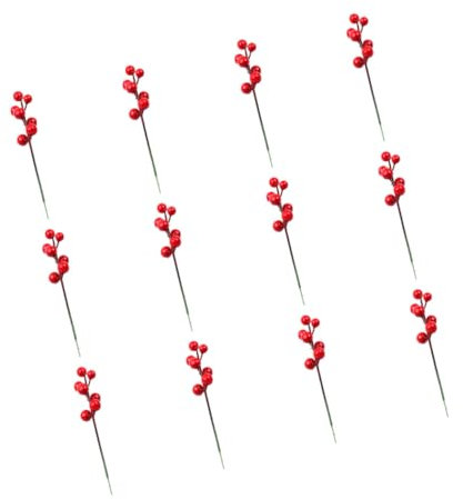 ABOOFAN 20er-Pack Weihnachtsbeeren-Zweig-stamm-Picks Lebensechte Beerenzweige Schmuck Obstdekoration Künstliche Früchte Fotografie-Requisiten