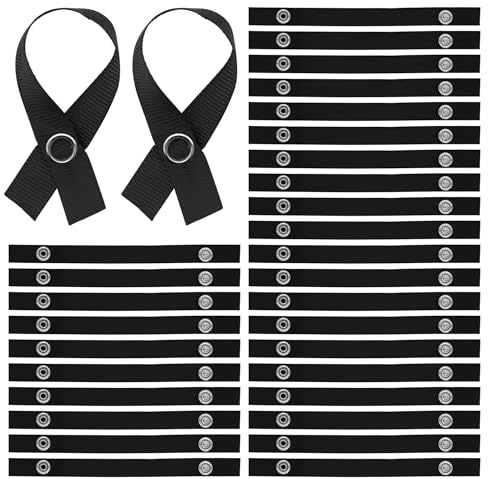 Piuluvor® 30 Stück Nähfrei-Aufhänger für Textilien 150 × 12 mm Handtuch Aufhänger Handtuchaufhänger mit Druckknopf Verschluss Nähfrei Aufhänger Schwarz für Dünnes Handtücher Lappen