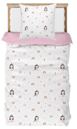 DJDEA Bettbezug 140 x 200 cm – Bettwäsche für Einzelbett mit Reißverschluss für Kinder, mit Kissenbezug (65 x 65 cm) – Bettbezug Einhorn aus Polyester