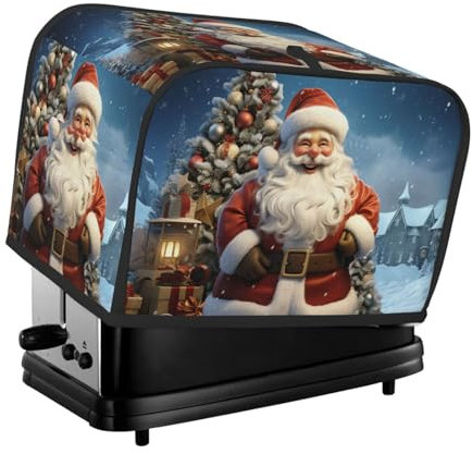 Toaster-Abdeckung, Weihnachtsmann, Schneemann, 2 Scheiben, Küche, kleine Geräte, Abdeckungen mit Taschen, Toaster, Staubschutz mit Griff oben, waschbar, universelle Brotbackmaschinen-Abdeckung für