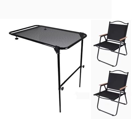 Campingtisch Höhenverstellbar Klein, Campingtisch mit Stühlen 2 Personen, Klapptisch Kleiner Reisetisch Beistelltisch Einfach Zu Verstauen 2 Stühle(L)