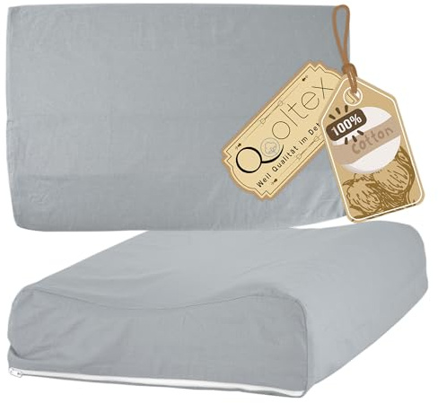 SideEasy 40x60 cm Gesundheitskissen Bezug Grau Vollschutzbezug | Baumwolle Nackenkissen, Nackenstützkissen Bezug mit Reißverschluss, Kissenschoner für Kopfkissen, Schlafkissen