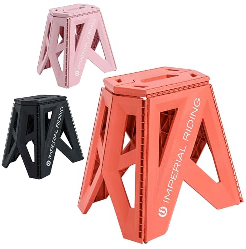 Imperial Riding Step IRH Sky high, Klapphocker, Tritthocker, Klappbarer Hocker, einfache Aufbewahrung, Tragkraft 90kg, aus 65% recycelten Material, Rosa