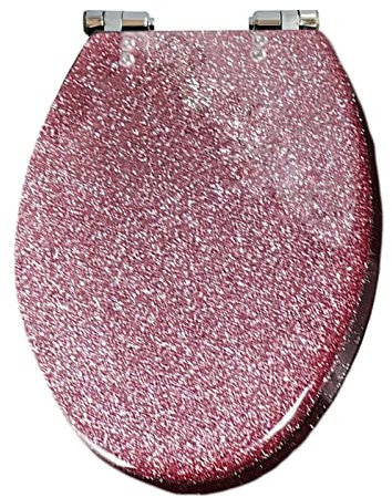 Toilet seat Soft close toilet seat Glitter Toilet Seat Slow Close Resin Black and Pink Color,Quiet Close Toilet Seats,Easy Installation/Remove, Fit All Standard Toilet Seat Oval-Shape,Pink(Pink)