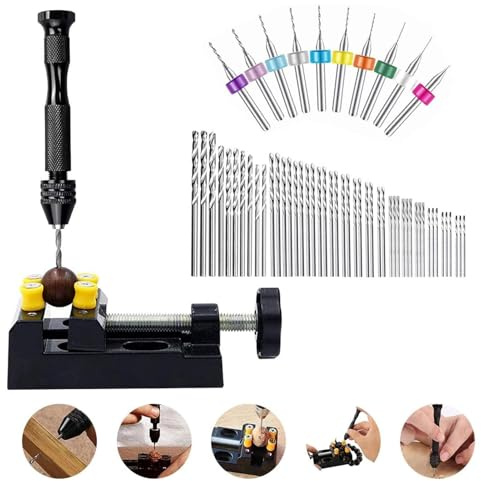 Tornillo de tornillo de banco – Brocas de tornillo de banco de pin pequeño, taladro en miniatura, taladro de pasatiempo, kit de taladro manual, taladro de resina, herramienta de perforación de joyería
