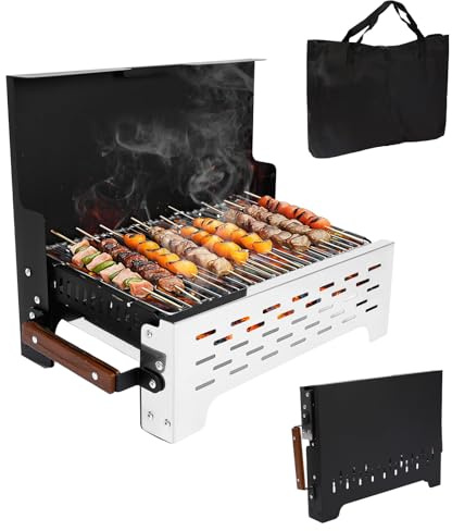 GFTIME Barbecue de camping de qualité supérieure : barbecue pliable avec sac de transport pour les aventures en plein air - Barbecue au charbon de bois compact