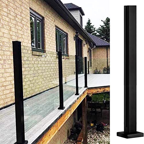 Sistema di ringhiere in vetro nero con morsetto in vetro per doccia per patio esterno da 55 cm a 155 cm di altezza per piscina, recinzione, pannello, guardrail