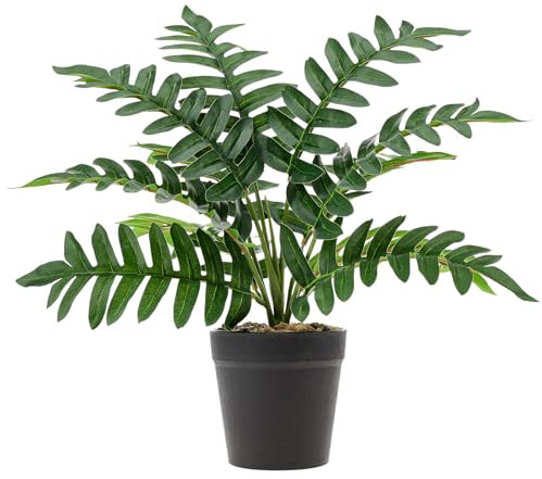 Gresorth 1 pièce de grandes feuilles de palmier artificielles en pot, plante verte, bonsaï, décoration de monstera tropicale réaliste, décoration de pendaison de crémaillère