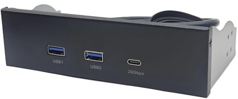 Asyduey Pannello Frontale USB per PC 2 Porte USB 3.2 GEN1 5 Gbps + 1 Porta Type-C 10 Gbps/20 Gbps Hub per Desktop 5,25 Pollici Floppy Drive bay