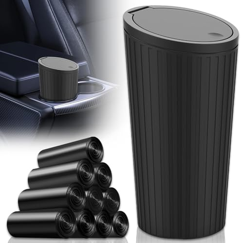 SI SEN Papelera Coche, Bote de Basura para Coche con Tapa, con 10 Vols Bolsa de Basura, Mini Bote de Basura para Coche, para Coche,Hogar,Cocina