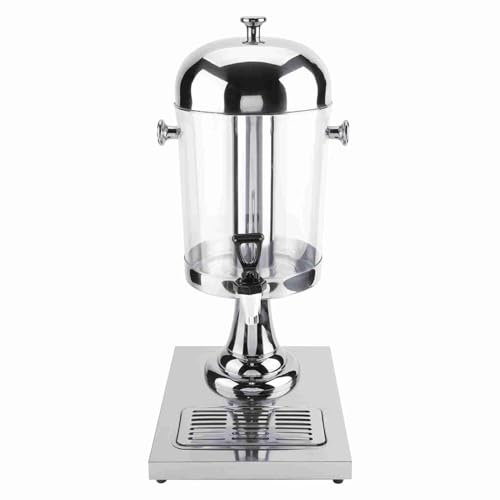 Dispensador de Bebidas de 8L Dispensador Dispensador de Jugo de Cerveza Fría y Caliente Agua con Stand para Restaurant Hotel Bar (Plateado de una sola cabeza)