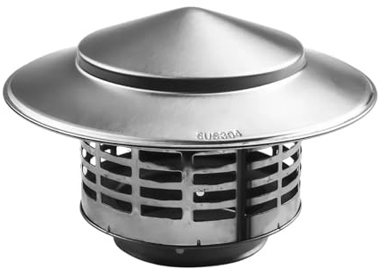 75mm Chimney Cap, Stainless Steel Vent Cover Windproof Roof Exhaust Pipe Vent Mesh Protector Cap, Roof Flue Cowl with Bird Guard, Metal Rain Snow Hat for Chimney