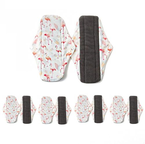 MWZBTG 5 Piezas Compresas Reutilizables, Lavables Ecológicas Algodón Orgánico, 15x23 Cm Compresas De Tela Lavables Para Mujer, Compresas Tela Mujer Organico Con Alas Para Menstruación, Incontinencia