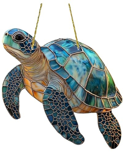 Wall Hanging Decoration Sherum Sea Turtle Yifare Sea Turtles Sheremart Turtle Suncatcher Stained Glass Window Decoration Acrylic Window Hanging Suncatcher Heart (Blue, 20X20cm)